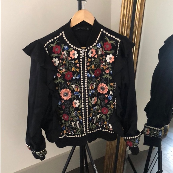 Zara Jackets & Blazers - Zara Embroidered Frill Jacket